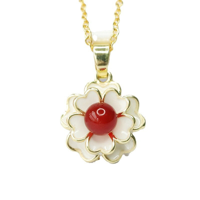 Carnelian Pendant Pigeon Blood Carnelian Camellia Necklace MN3102006