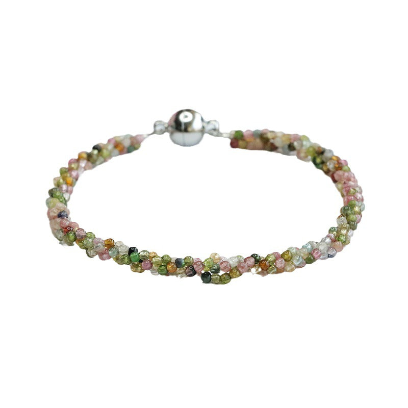 Natural Tourmaline Bracelet Candy Color Woven Bracelet Crystal Color Treasure CB3092205 