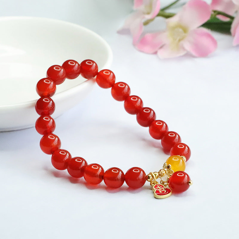 Natural red agate bracelet bracelet yellow chalcedony crystal for women MN3030203