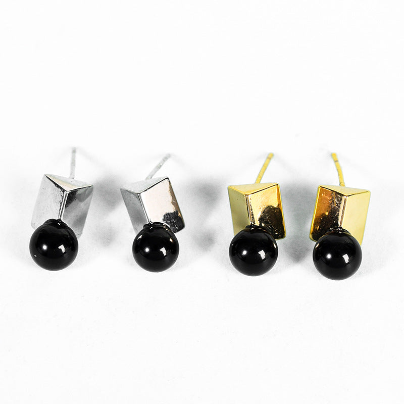 Jewelry natural crystal gravel earrings square round bead earrings temperament personality sweet earrings 