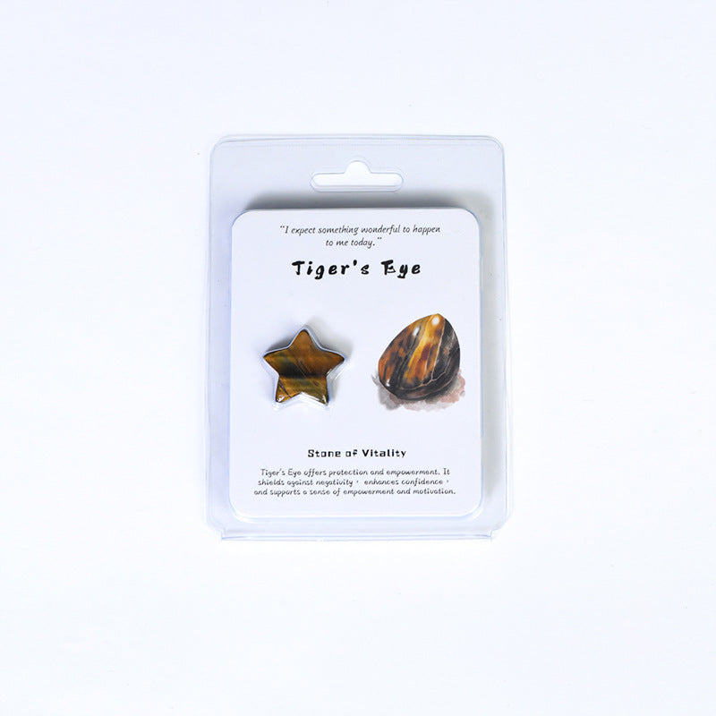 Wholesale natural crystal love star moon shape ore card set mineral mark box wishing bottle children's gift 