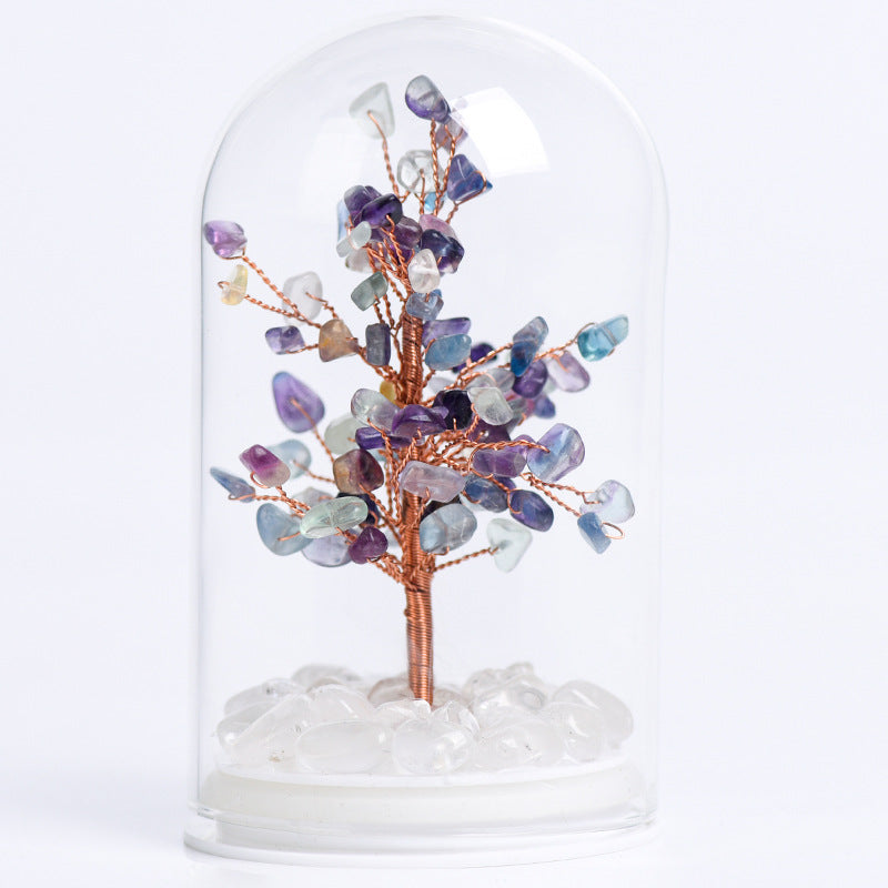 Amethyst crystal tree with lights, handicrafts, amethyst crystal tree, home office desk, creative tree decoration 