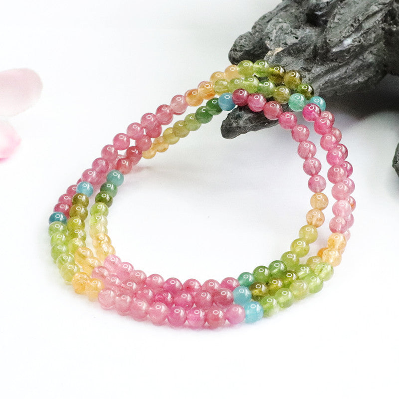 Natural Rainbow Tourmaline Bracelet Gradient Color Bracelet Macaron Necklace Women CB2042802 