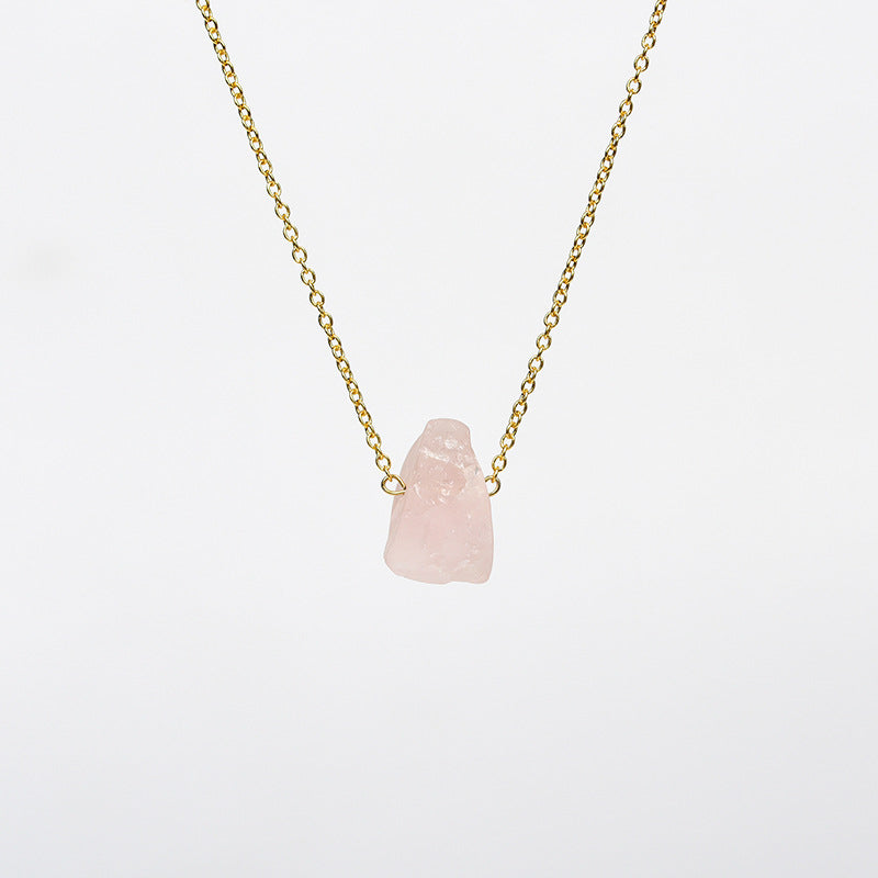 Jewelry Raw Amethyst Irregular Raw Stone Pendant Raw Rough Stone Rose Quartz Citrine Necklace 