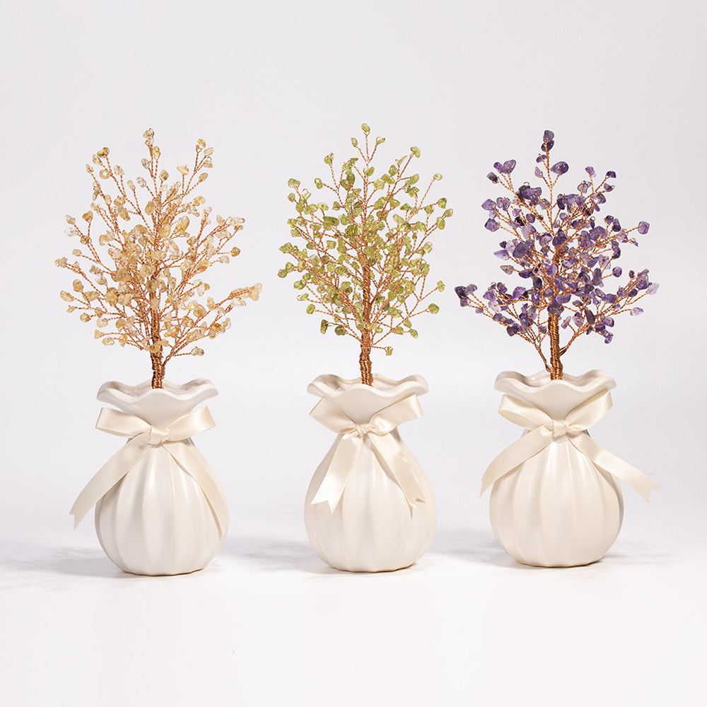 Creative ornaments for home office, birthday gifts, crystal gravel source sales vase, crystal tree 