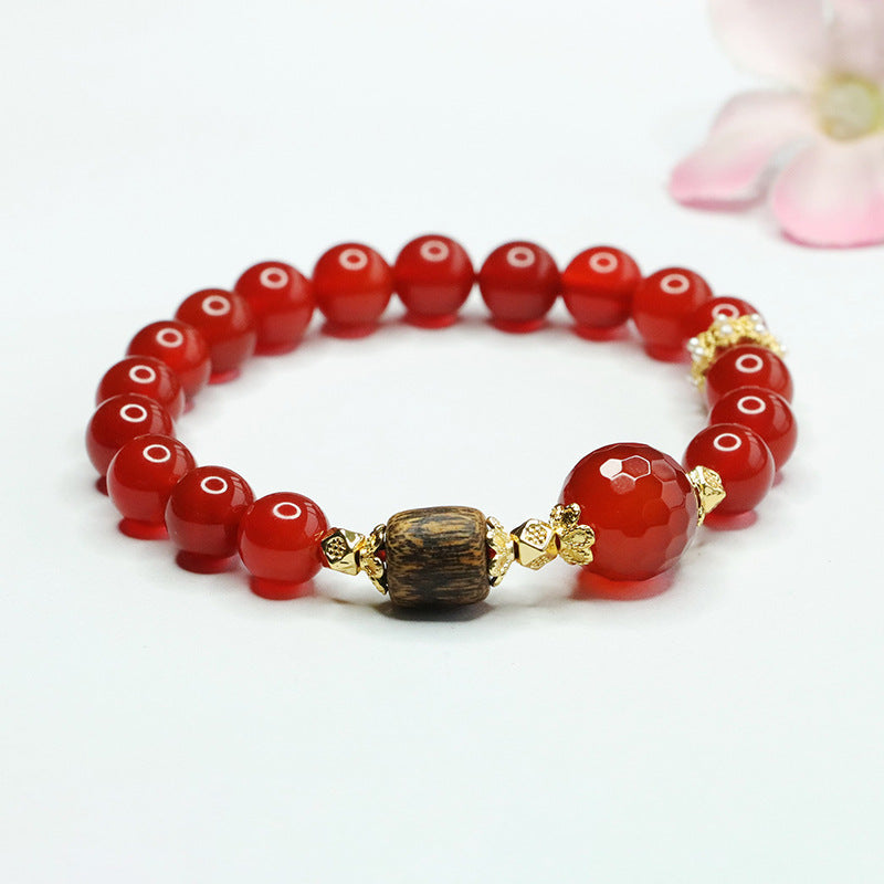 Natural red agate bracelet chalcedony agarwood bracelet new Chinese style CB4030903