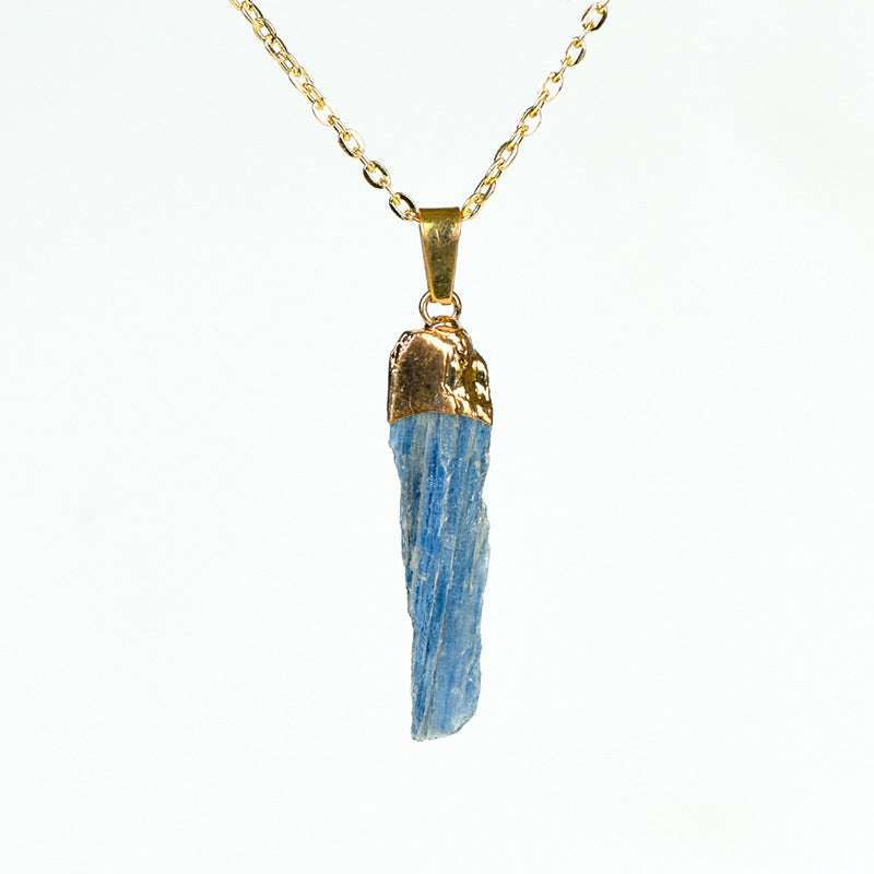 Exquisite and simple natural kyanite rough stone gold-plated pendant irregular crystal necklace jewelry accessories 