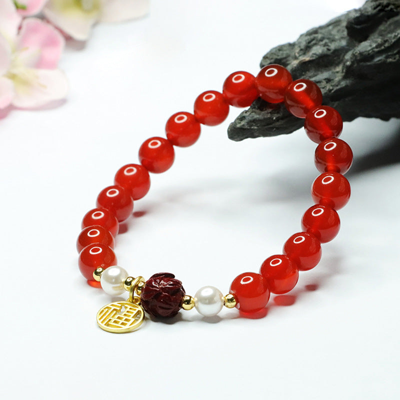 Natural red agate bracelet purple sand lotus bracelet women's palace style jewelry MN3042202