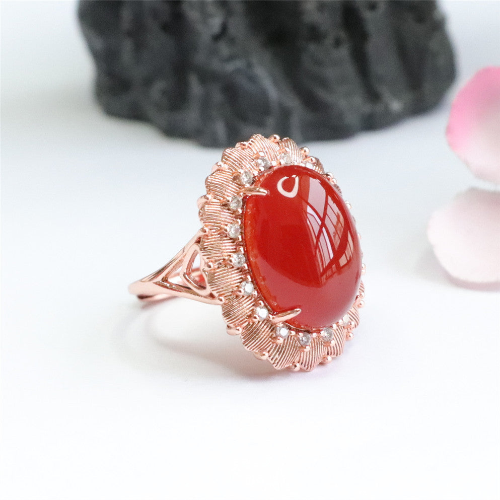 Carnelian dove egg ring chalcedony ring jewelry MN2050510