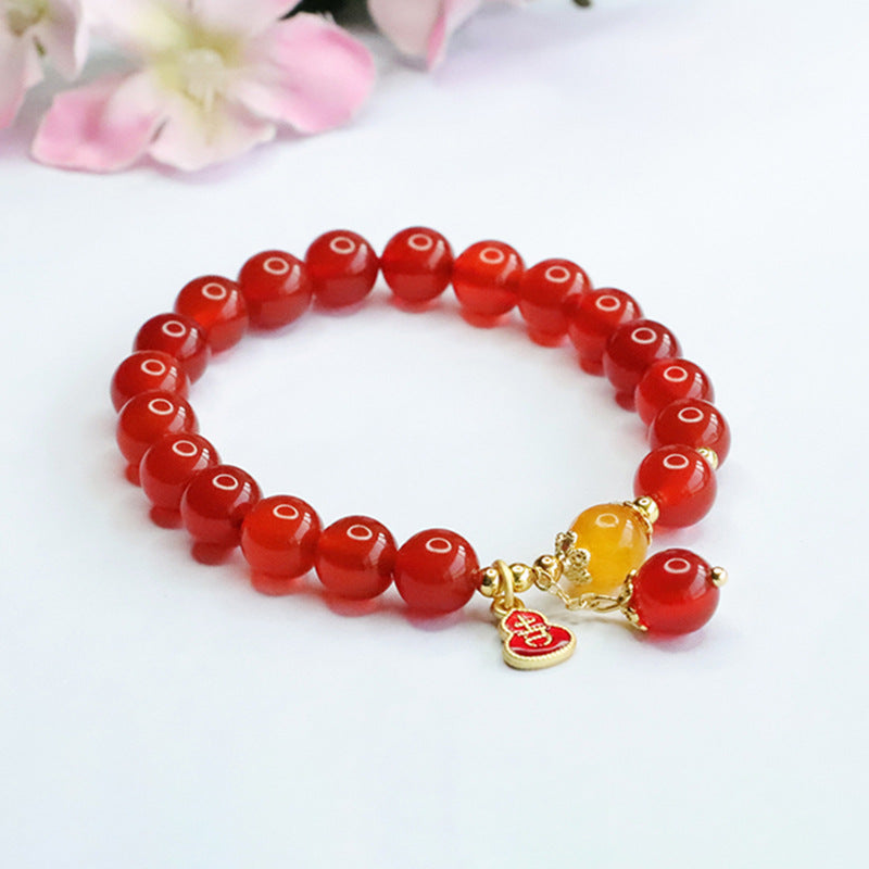 Natural red agate bracelet bracelet yellow chalcedony crystal for women MN3030203