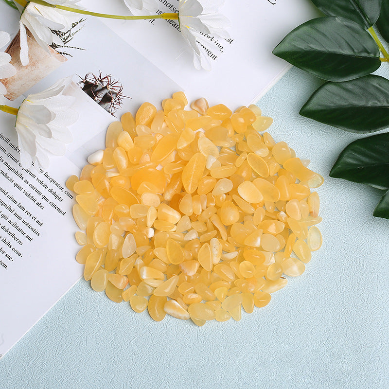 Natural beige jade gravel for Buddha degaussing fish tank flower pot decoration material factory crystal gravel 