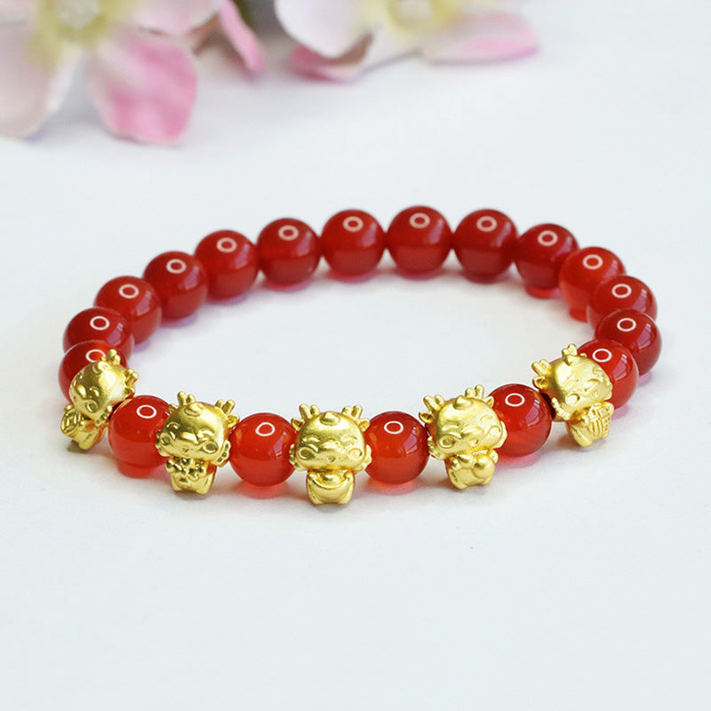 Natural Red Agate Five Fortune Dragon Bracelet Year of the Dragon Animal Year Jewelry CB3111205