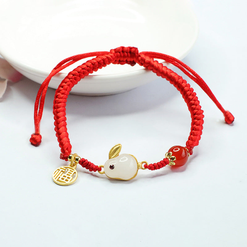 Natural red agate bracelet chalcedony beads Fu brand rabbit bracelet bracelet MN3032701