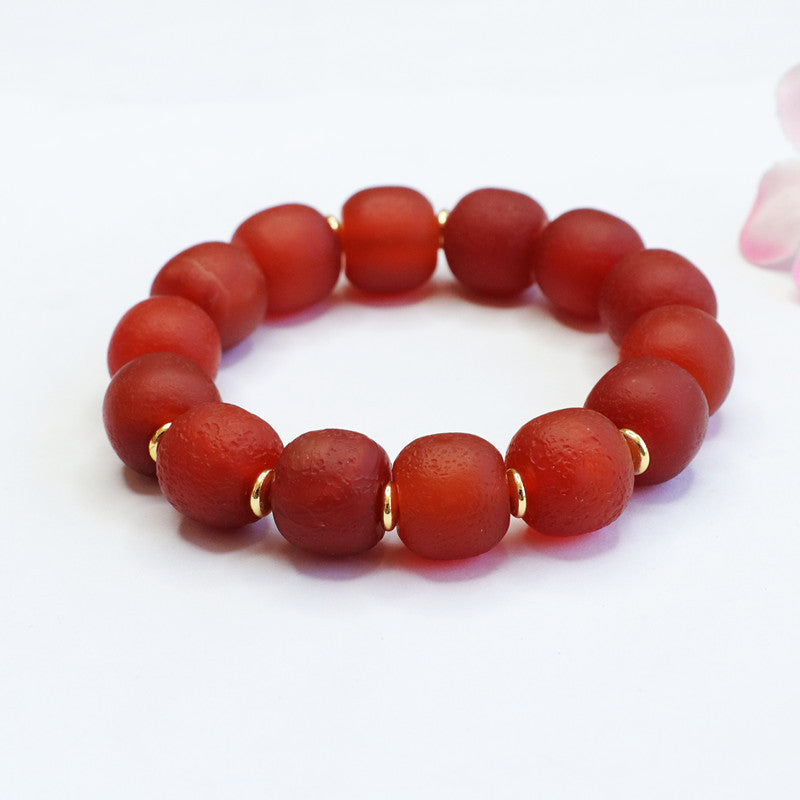 . Natural old material red agate bracelet original leather chalcedony bracelet jewelry...2040409