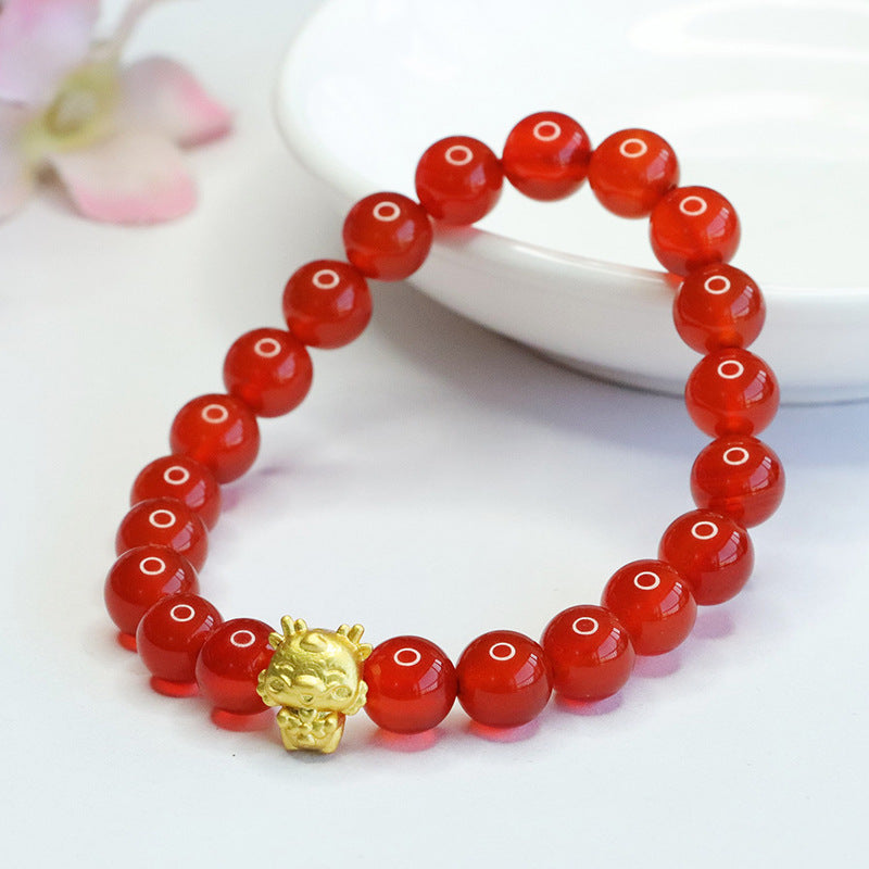 Customized red agate bracelet zodiac sign dragon bracelet birth year jewelry CB3111204