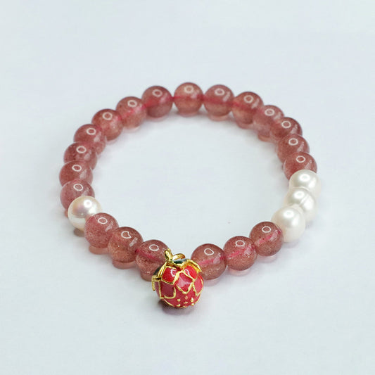 Natural strawberry crystal bracelet red strawberry pearl lotus bracelet for women CB3071803 