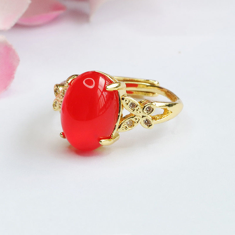 Natural red agate ring pigeon blood carnelian ring palace style MN3100102