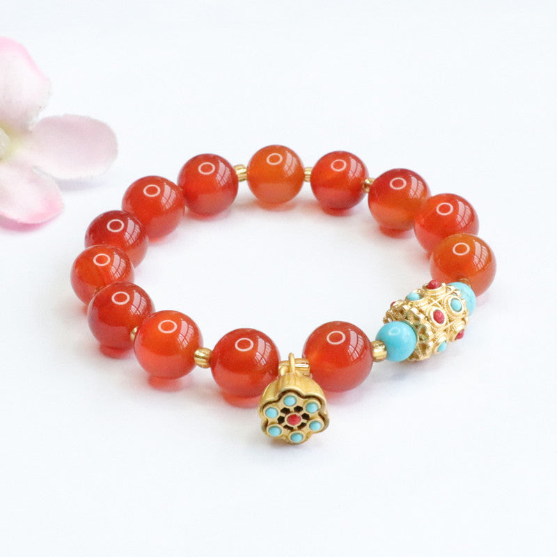 Natural red agate lotus tassel diy bracelet chalcedony bracelet crystal jewelry 2050502