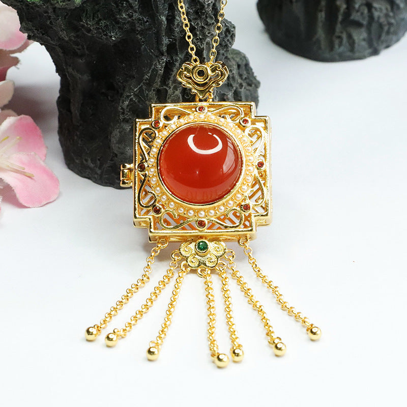 Carnelian pendant carnelian sachet tassel necklace palace style MN3081511