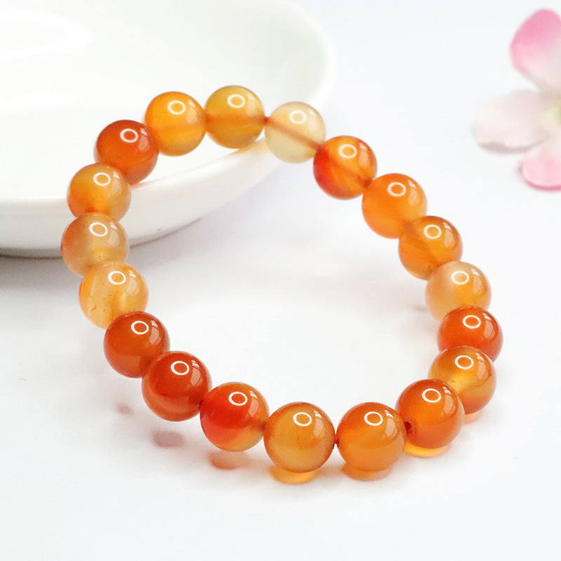 Natural primary color agate bracelet ice candy red and yellow chalcedony bracelet MN3121403