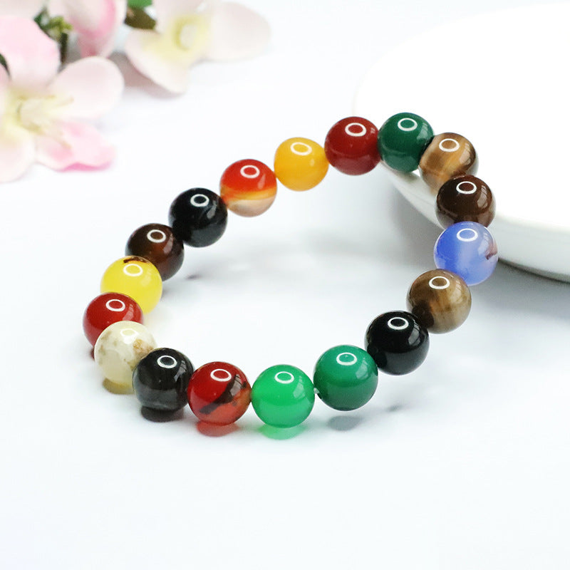 Natural Agate Bracelet Colorful Chalcedony Bracelet Single Circle Women CB3050505