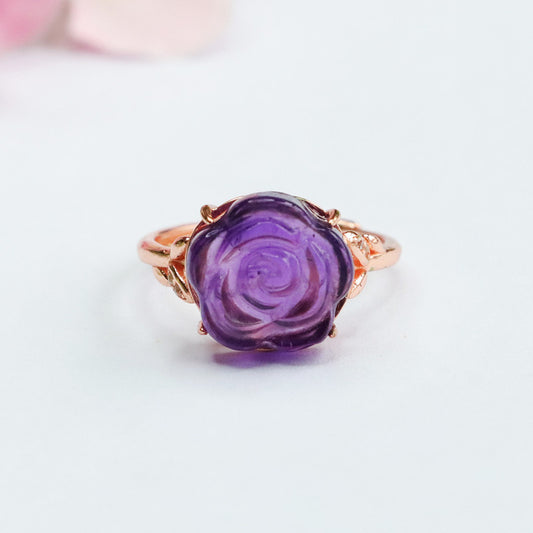 S925 silver inlaid natural amethyst ring rose jewelry CB2092007 