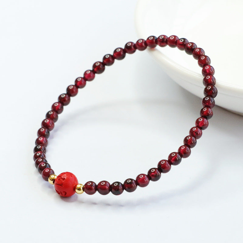 Natural garnet bracelet cinnabar bracelet six-word motto CB2102610 