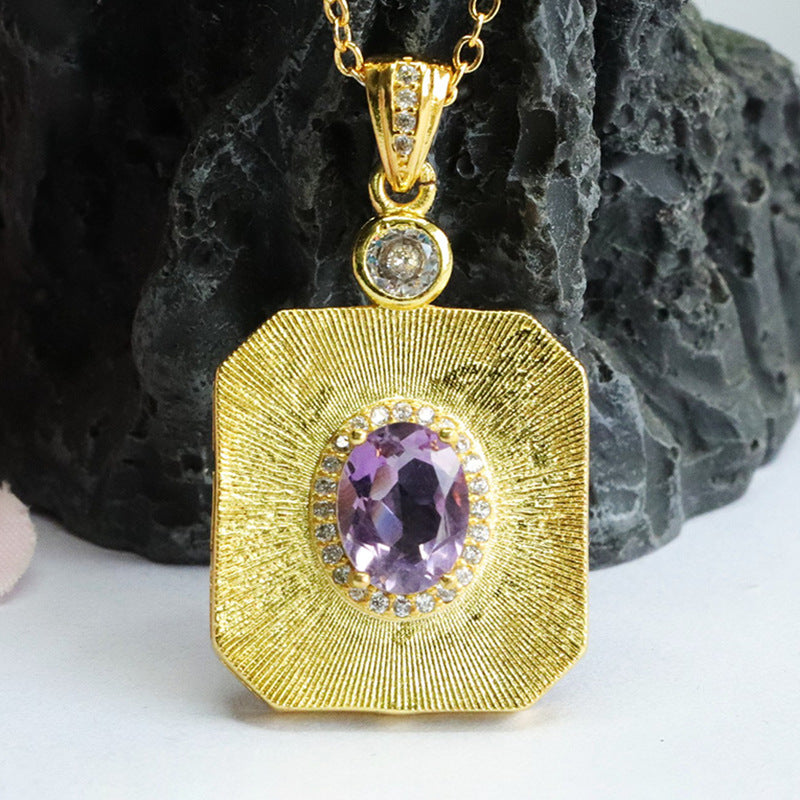 Natural amethyst pendant purple colored gemstone pendant necklace CB3080116 