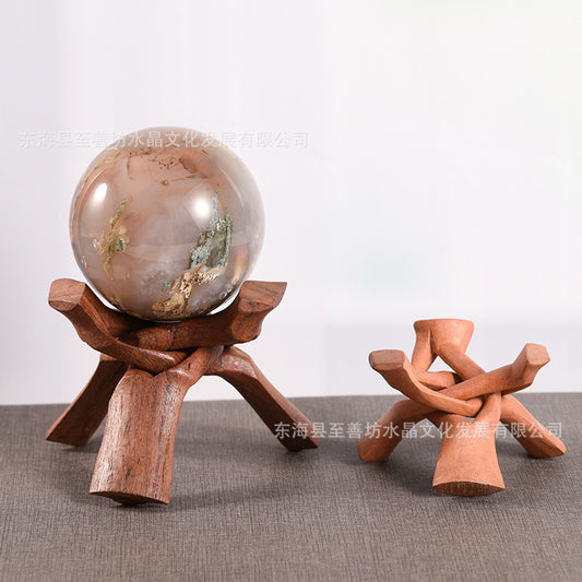 Solid wood flat plate mine mark crafts display stand log geometric island rack crystal ball base home decoration bracket 