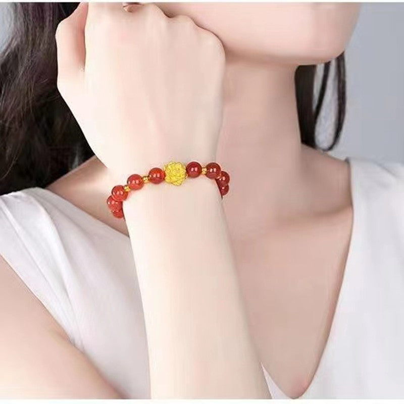 Supply natural red agate bracelet chalcedony lotus bracelet jewelry MN2080810