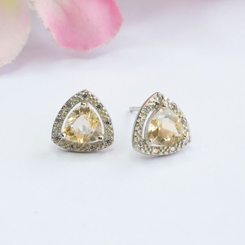 Natural Citrine Earrings S925 Silver Needle Earrings Crystal Colorful Jewelry CB3102907 