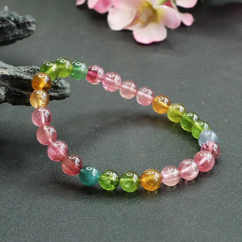 Natural Tourmaline Bracelet Brazilian Old Mine Vitreous Bracelet Crystal Color Treasure Supply CB2081605 