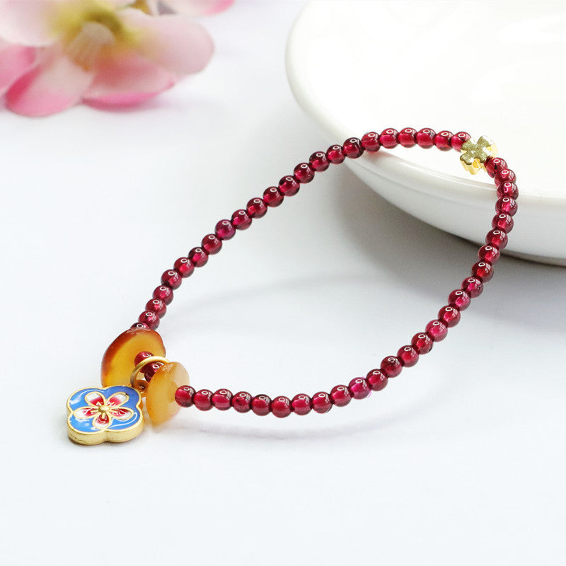 Natural garnet bracelet Brazilian crystal peach blossom bracelet colorful treasure CB2090502 