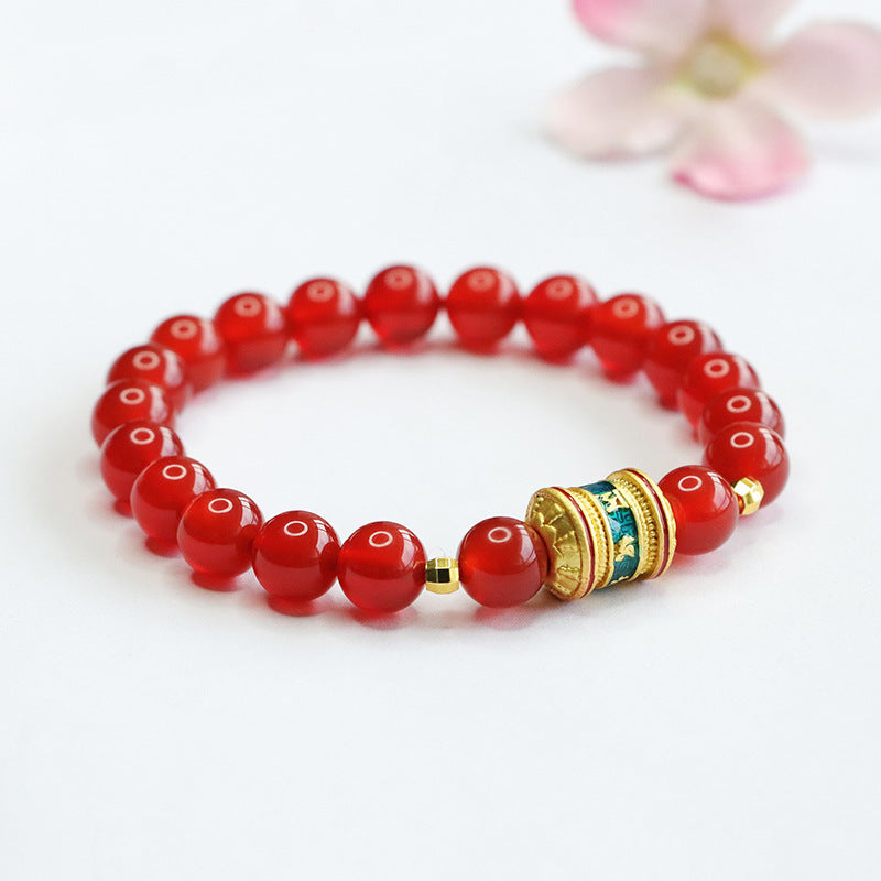 Natural red agate bracelet chalcedony six-word motto bracelet welfare MN4062302