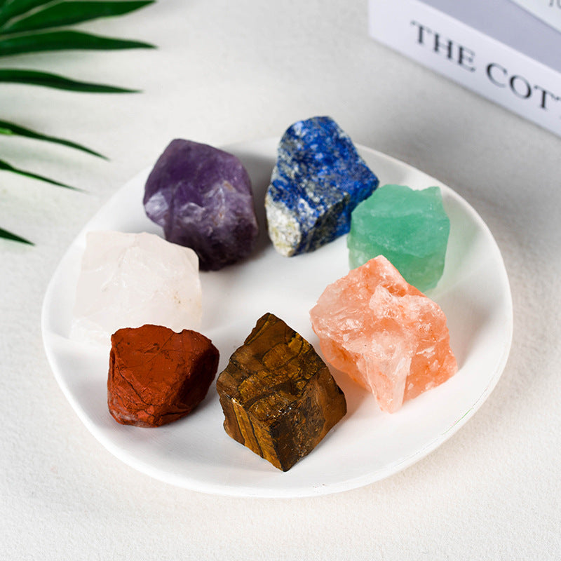 Spot popular natural crystal gravel aromatherapy stone irregular 7-color crystal rough stone 