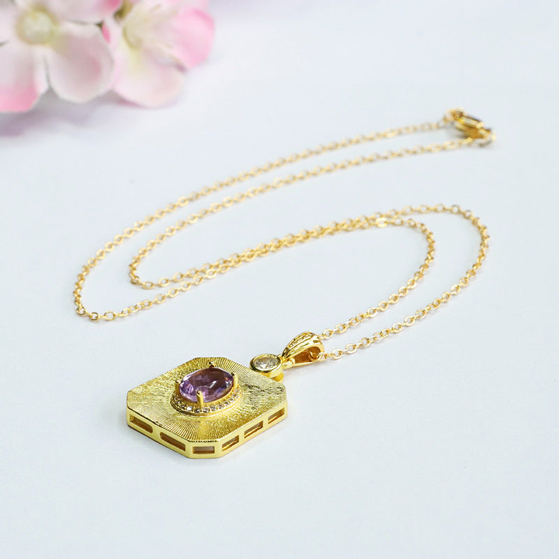 Natural amethyst pendant purple colored gemstone pendant necklace CB3080116 