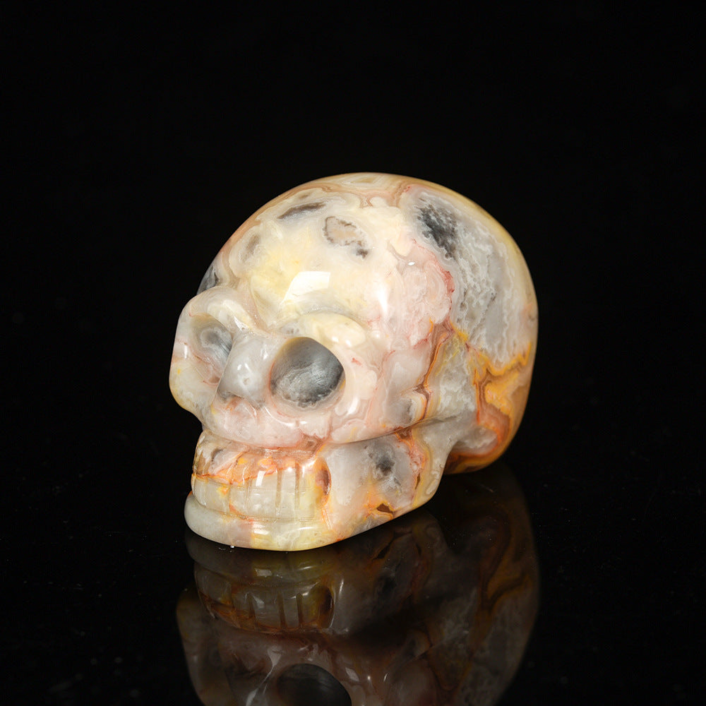 Crystal carved skull jade home office crystal pink aventurine semi-precious stone 1.5 inch skull ornament 