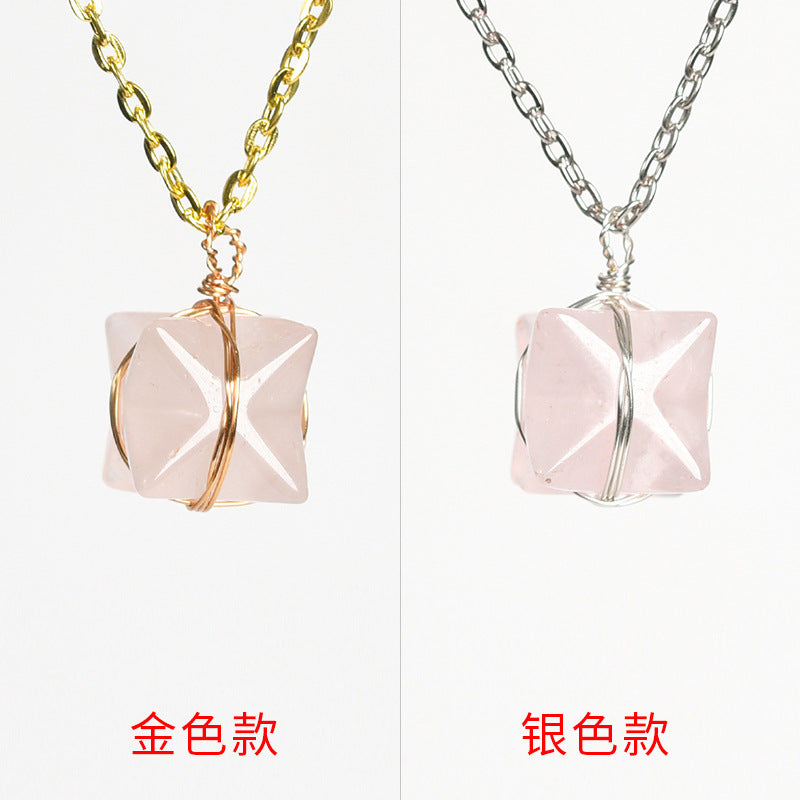 Hot Selling Merkaba New Multi-Color Optional White Crystal Rose Quartz Simple Personalized Necklace 