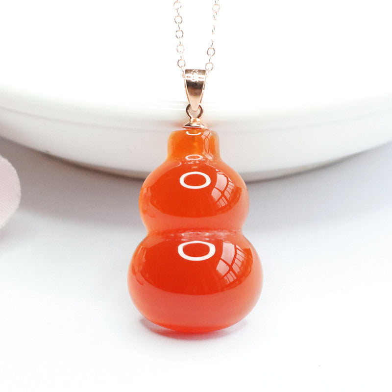 S925 silver inlaid with natural red agate gourd pendant chalcedony pendant jewelry MN2042011