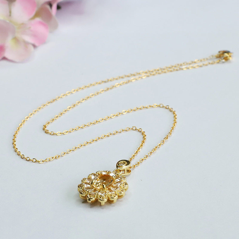 Natural citrine pendant sunflower crystal necklace pendant for women CB3080113 