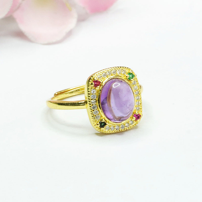 Natural Amethyst Ring Purple Gemstone Ring Ring Jewelry CB3091001 