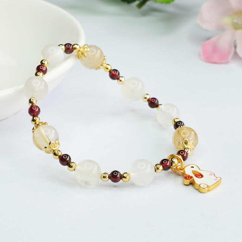 Natural white moonlight bracelet garnet blonde crystal bracelet CB3041109 