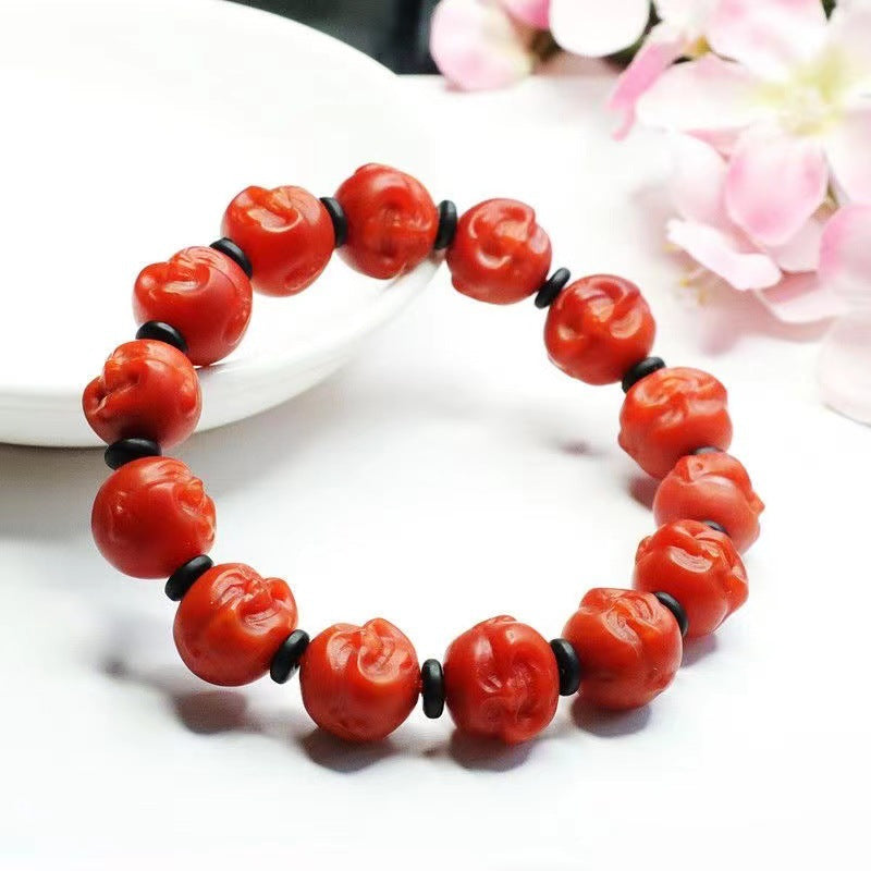 Natural southern red agate bracelet full of flesh and color Buddha head jewelry MN2112401 