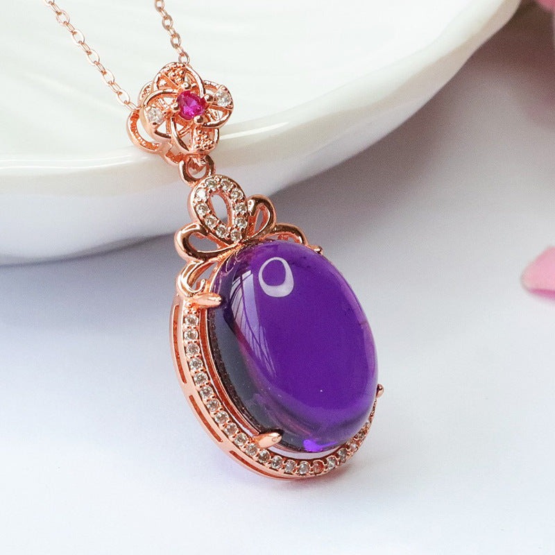 Natural amethyst pendant dove egg purple color treasure necklace for women CB3100108 