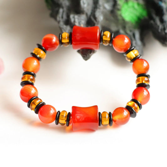 Red agate bamboo bracelet chalcedony bracelet jewelry MN1122569