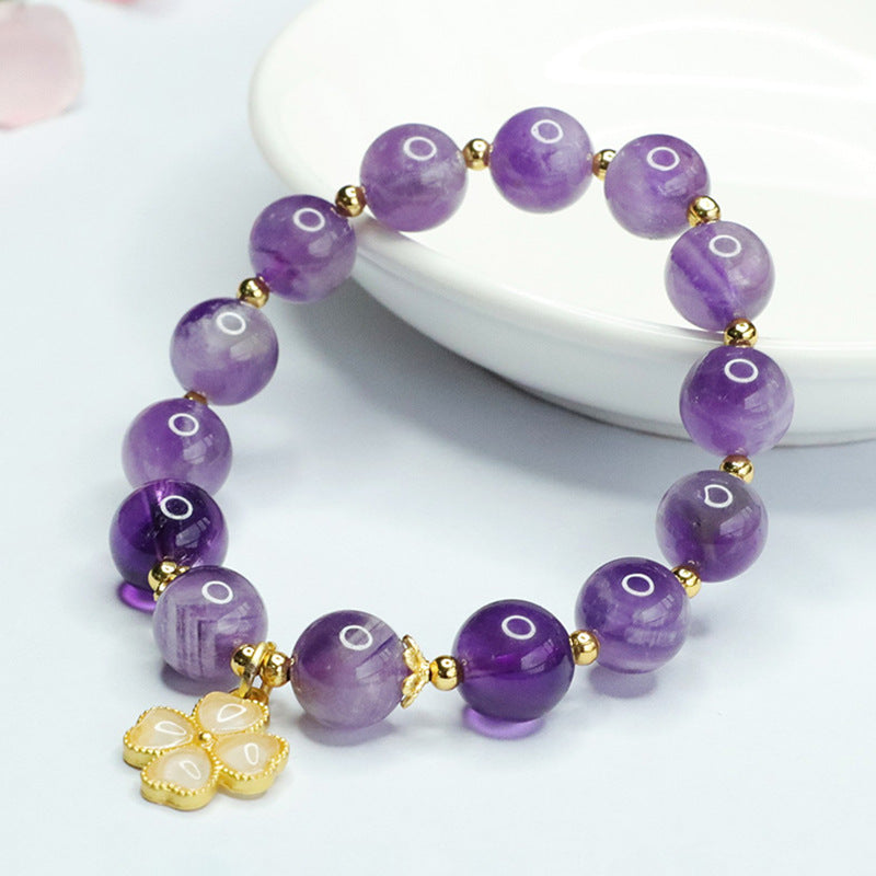 Natural lavender amethyst bracelet four-leaf clover tassel bracelet CB3071801 