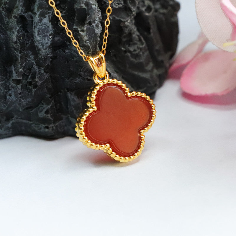 18k gold set with natural red agate pendant chalcedony necklace jewelry MN2092002