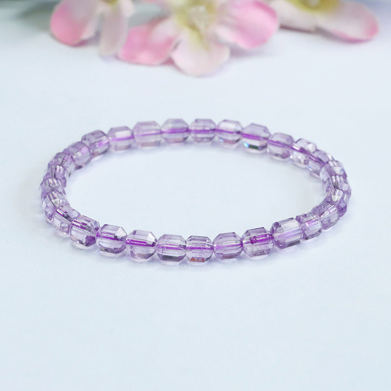 Natural Amethyst Bracelet Purple Color Treasure Faceted Cylindrical Bracelet CB3072804 