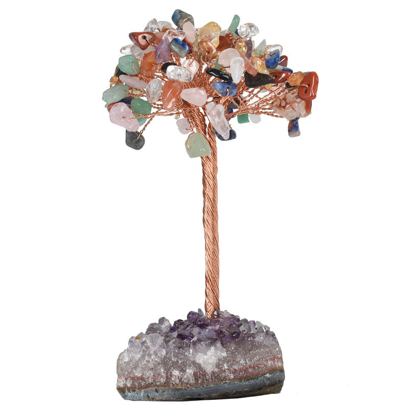 Natural crystal gravel crystal tree ornaments fluorite raw stone home office creative decoration crafts supply source