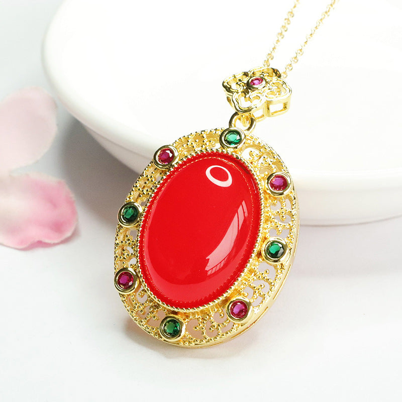 Carnelian pendant ice pigeon blood carnelian necklace ethnic style MN4042407